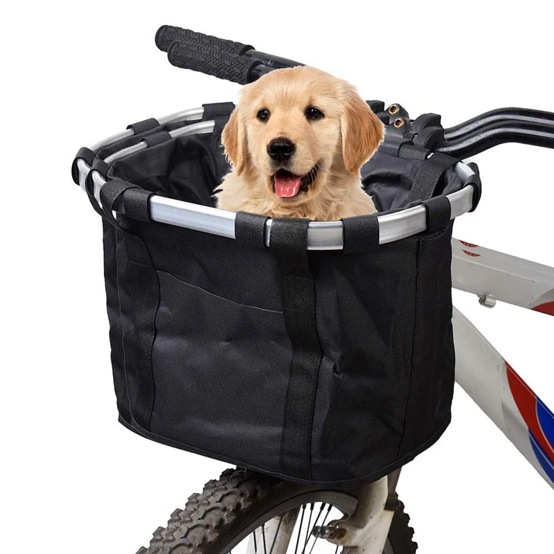 Quality Bicycle Bike Detachable Cycle Front Canvas Basket Carrier Bag Pet Carrier Aluminum Alloy Frame Pet Carrier