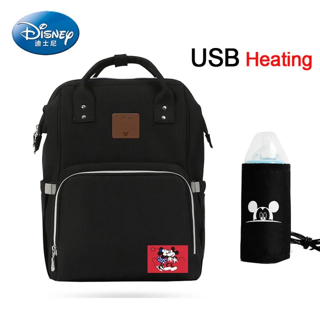 Disney Пеленки сумки для мамы USB бутылка изоляционная Сумка для беременных подгузник тепловой Микки Минни мумия рюкзак сумочка для ухода за ребенком - Цвет: 4