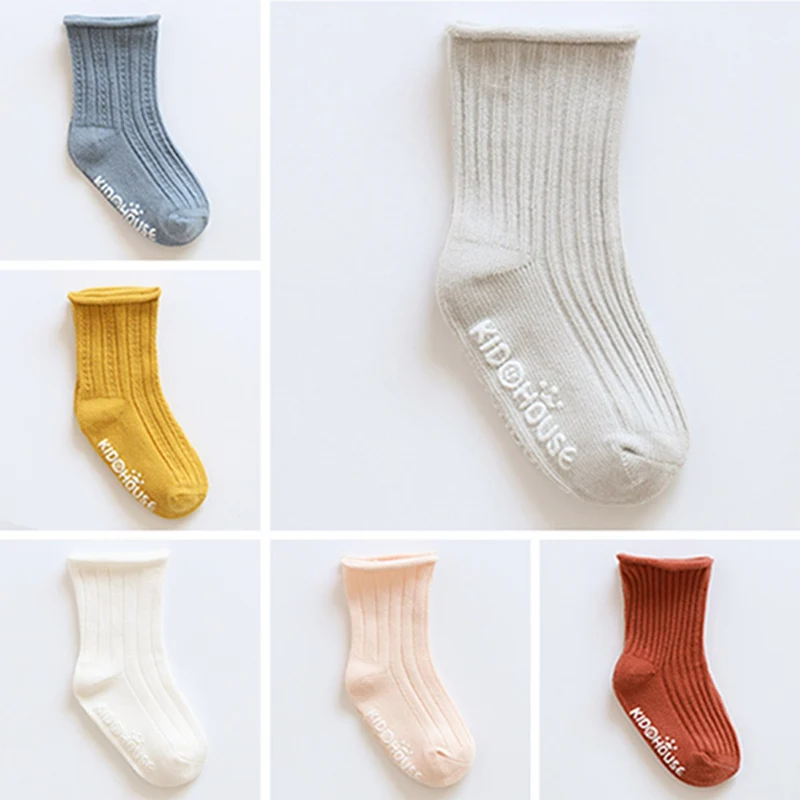 

2019 New Spring Autumn Baby Socks Stripe Non-slip Baby Socks Loose Mouth Plain Newborn Socks
