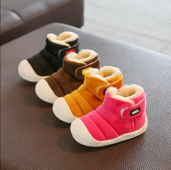 

2019 Girls and Boys Winter Boots Plush Toddler Shoes Outdoor Warm Anti-Slip Toddler Shoes Kids Soft Sole Cotton Shoes