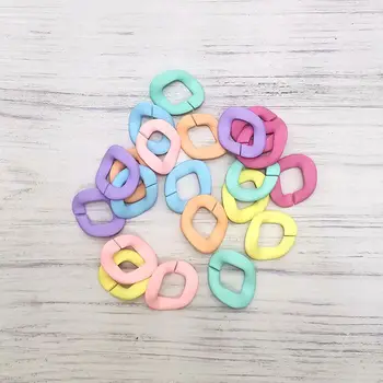 

40pcs/lot Rubber Colors Acrylic buckle beads 28*24mm Colorful DIY Handbag Strap Opening Loops Accessories Acrylic Chains N216