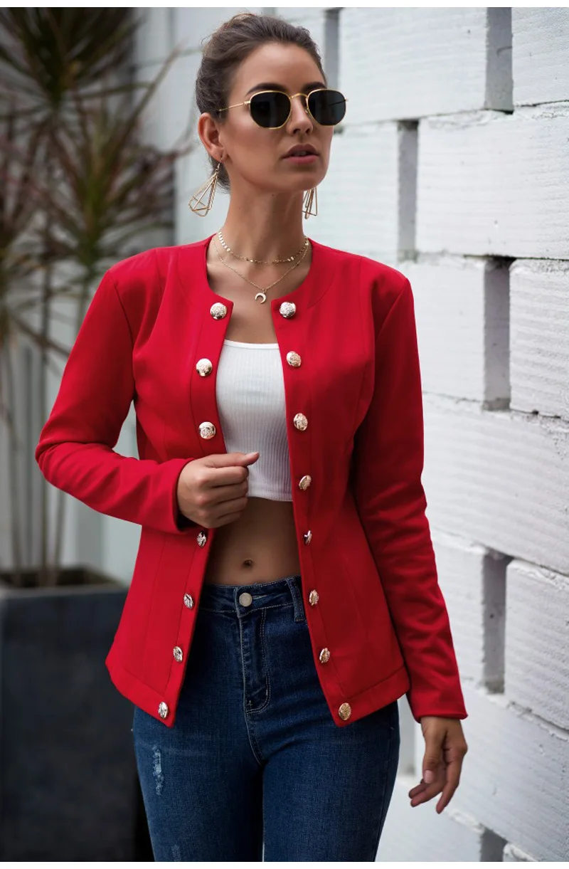 Куртки кардиган пальто для женщин с длинным рукавом весна осень Femme Повседневная красная офисная одежда наряд Рабочая верхняя одежда размера плюс