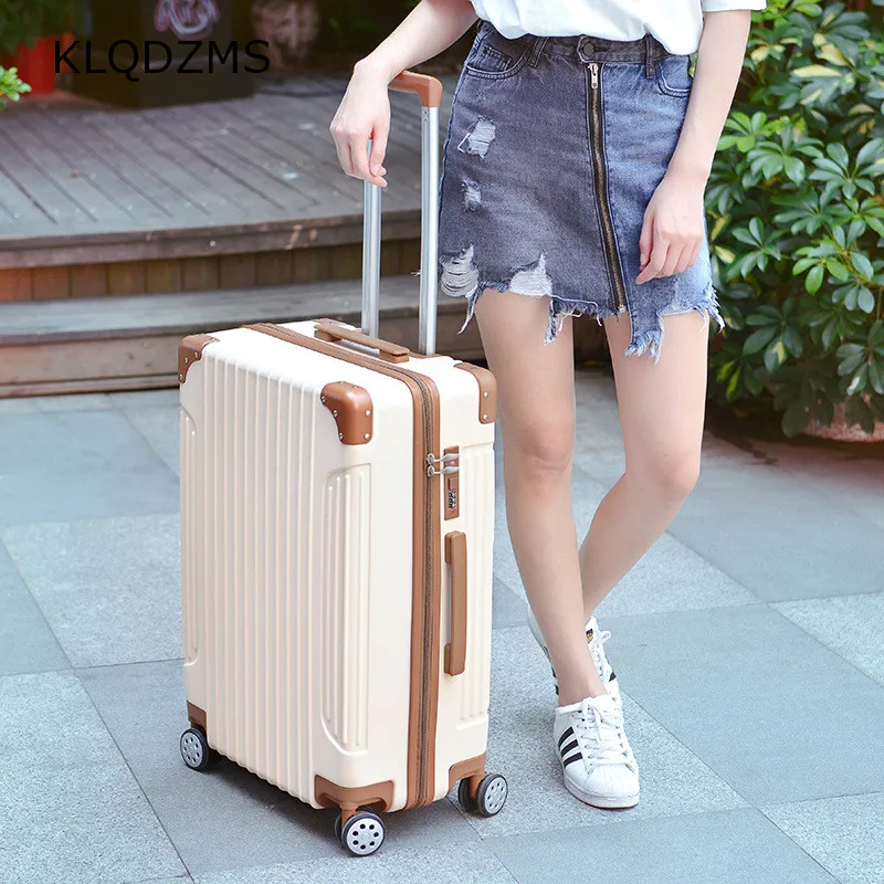 KLQDZMS 20&rsquo;&rsquo;22&rsquo;&rsquo;24&rsquo;&rsquo;26 Inch ABS Women's Personalized Trolley Luggage Bag Fashion Wheeled Suitcase Set Trolley College Style Hot