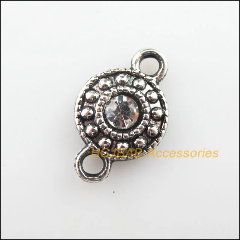 Fashion 25Pcs Tibetan Silver Color Clear Crystal Flower Charms Connectors Pendants 11x18mm | Украшения и аксессуары