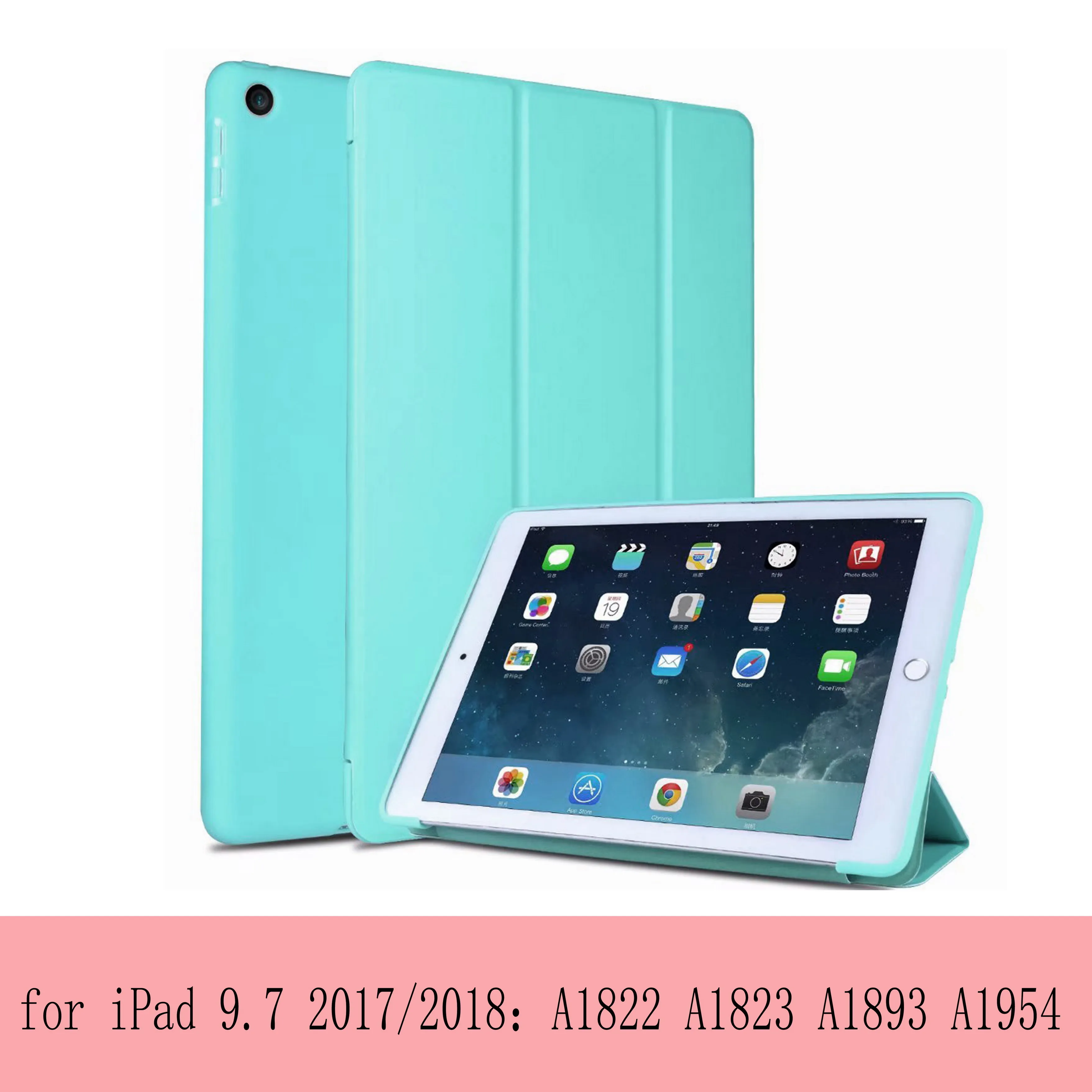 Чехол для iPad 9,7 / 6-го поколения Air 1 2 из искусственной кожи с магнитной застежкой на переднюю панель Smart sleep wake up - Цвет: Green-L-FW-NEW 9.7