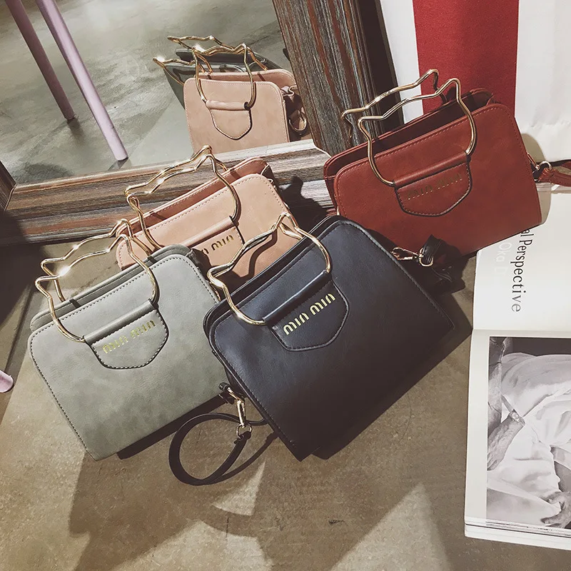 

WOMEN'S Bag 2017 New Style Korean-style Spring And Summer Shoulder Bag Iron Handle Handbag Oblique Square Sling Bag