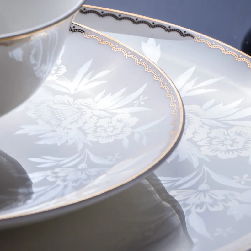 Jingdezhen Ceramic Dinnerware Set Kitchen Tableware Ceramic Plates and Dishes Bowls dish set 60pcs combination Tableware Ceramic