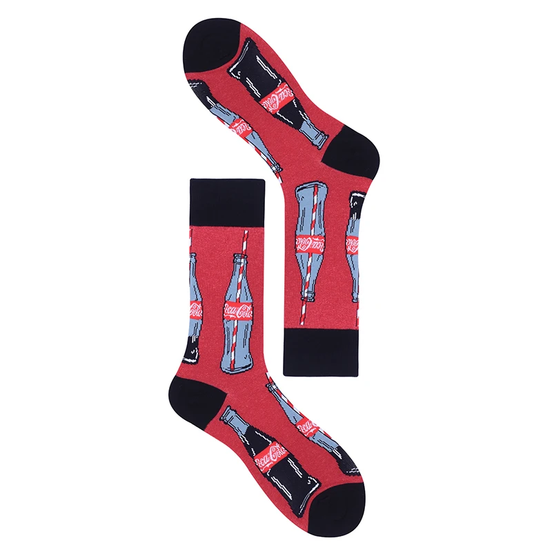Модные мужские хлопковые носки с надписью «happy drinking» цветные безумные Носки «Холодное пиво» Длинные забавные модные спортивные носки