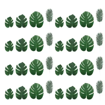 

48Pcs Simulation Monstera Hawaii Party Decoration Fake Green Plants Artificial Leaf Green