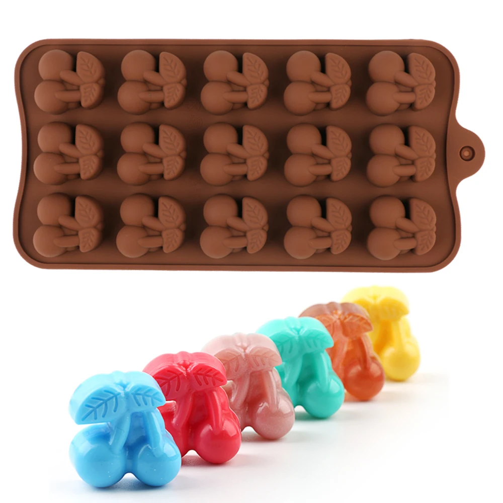 

Новые формы для вишневого шоколада, 15 ячеек, форма фруктов, силиконовые формы для свадебных конфет, формы для выпечки, украшения для кексов, ...