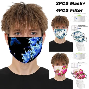 

2pc Dustproof Windproof Foggy Haze Anti-spitting Protective Maschera + 4pcs Filter Mascherina Медицинская Маска Hiking Scarves