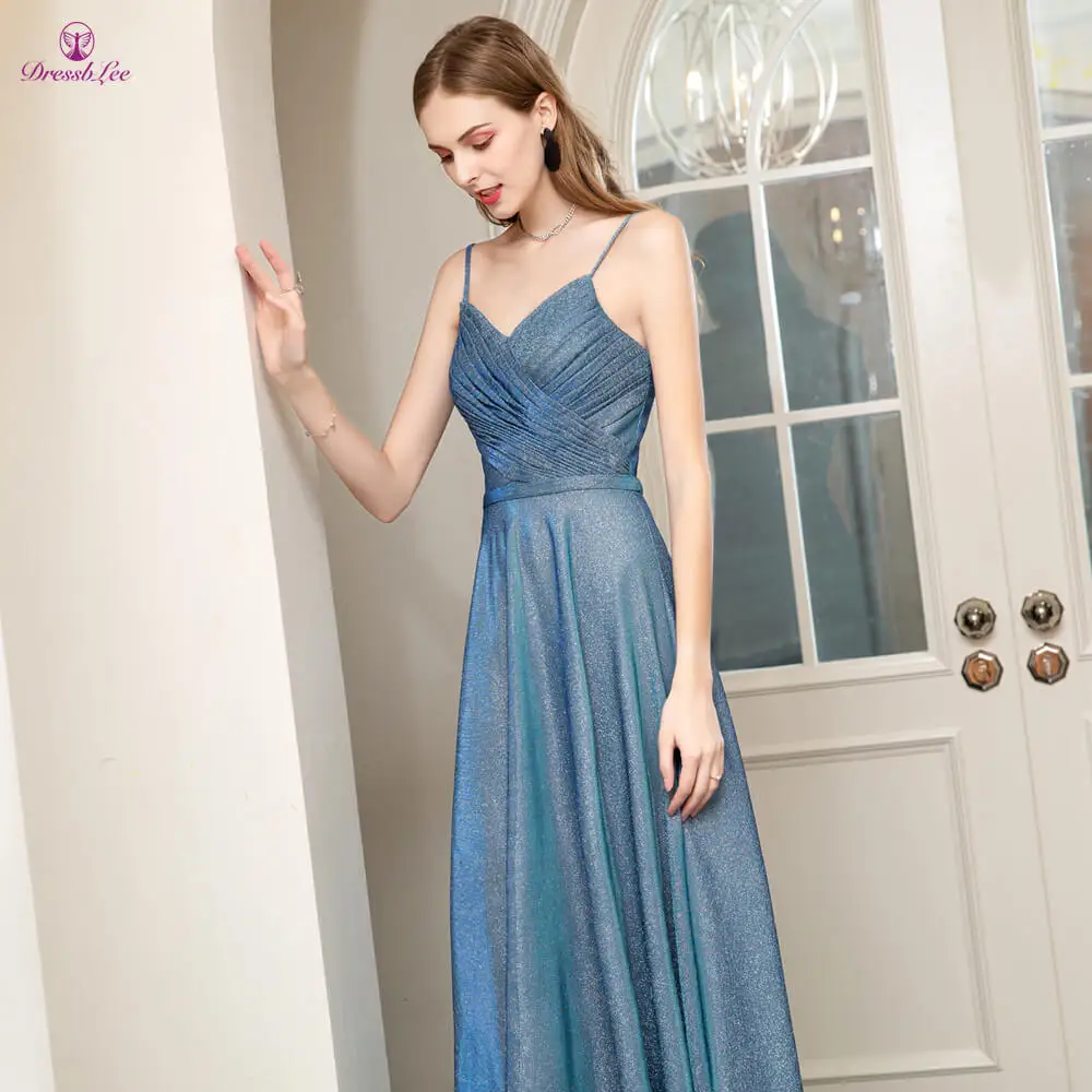 Vestido-de-festa длинное платье для выпускного вечера ТРАПЕЦИЕВИДНОЕ плиссированное платье на бретельках с открытой спиной для выпускного вечера