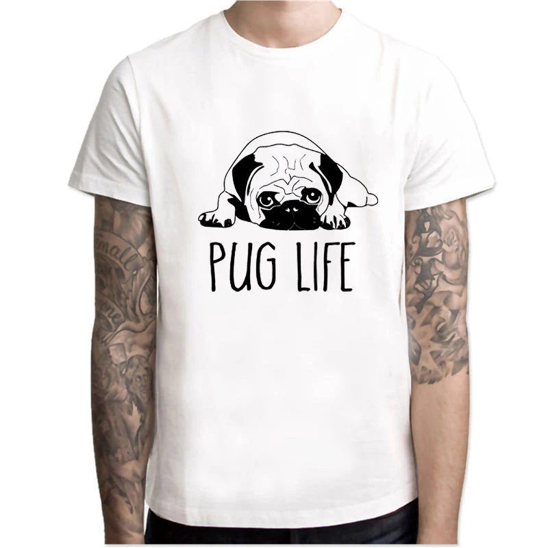 Мужская хлопковая Повседневная футболка с коротким рукавом Pug Life качественная