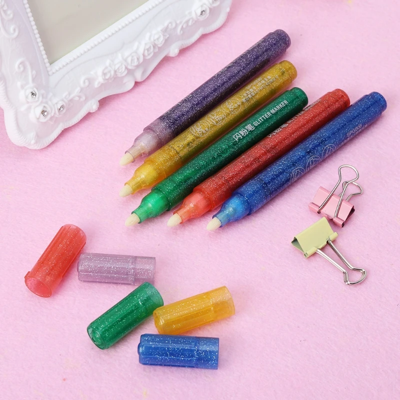 

5Pcs Magic Glitter Marker Pen Bright Sparkling Color Drawing Painting Stationery