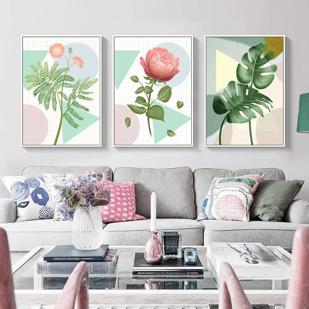 Flower Canvas Painting Nordic Posters And Prints Art Plant Pictures Wall Decor For Living Room Poster Watercolor Unframed | Дом и сад