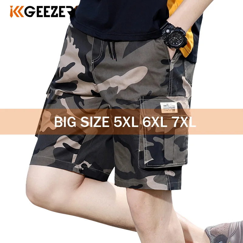 Мужские повседневные пляжные шорты размеры 6XL 7XL 8XL 95% хлопок камуфляжные