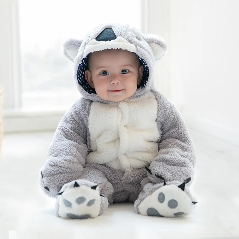 Детские комбинезоны для малышей; зимняя теплая хлопковая одежда с длинными рукавами для новорожденных мальчиков и девочек; комбинезон для младенцев; комбинезон с животными; Пижама