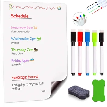 

16.5"X11.5" Magnetic Dry-Erase Whiteboard for Refrigerator 5pcs Fine Tip Markers Eraser Magnets Fridge Organizer Planner Board