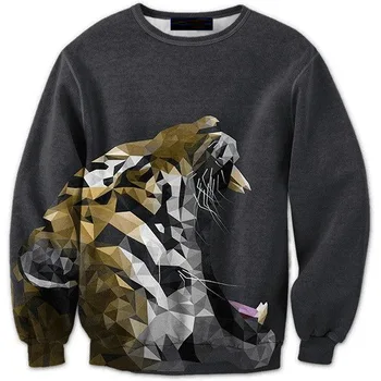 

Men's clothing 3D Mirror splicing Tiger head Printing long sleeve suit trendy Men's clothing Printing Blouse hoodies