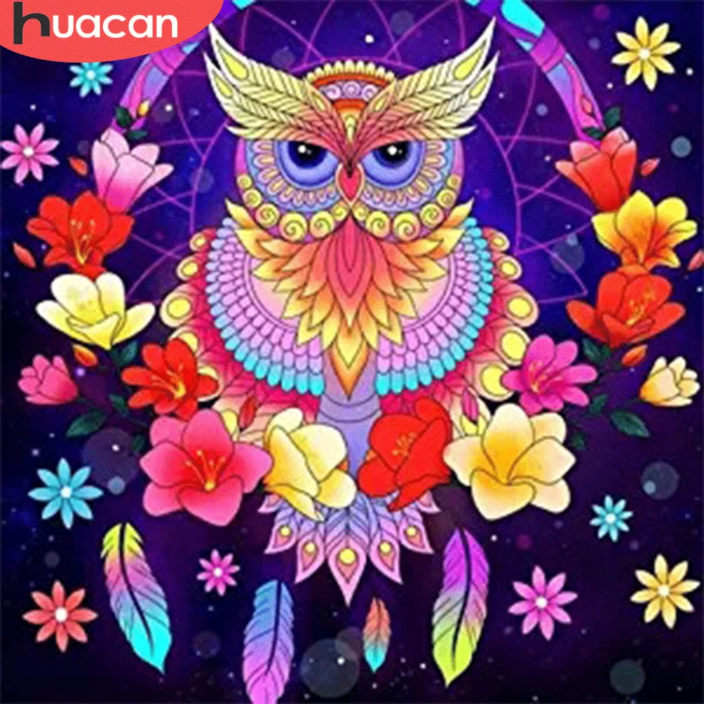 Алмазная мозаика HUACAN 5D сделай сам картина с изображением совы Ловца снов полная