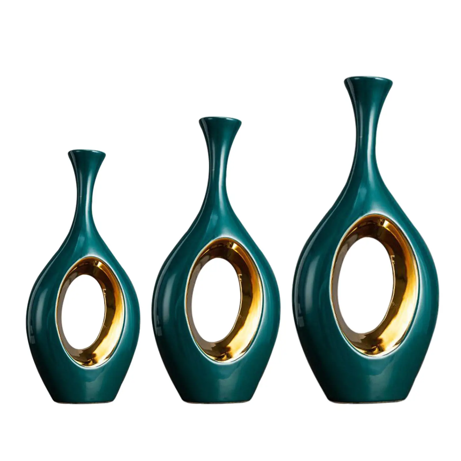 Dark Green Flower Vase Modern Decorative Ceramic Vase For Home Decor