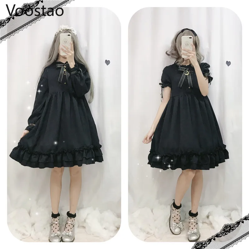 Lolita Dress Gothic Lolita Dress Soft Sister Women Vintage Dark Cute Bow Moon Ruffled Tea Party Dress Victorian Sweet Princess Fairy Clothes