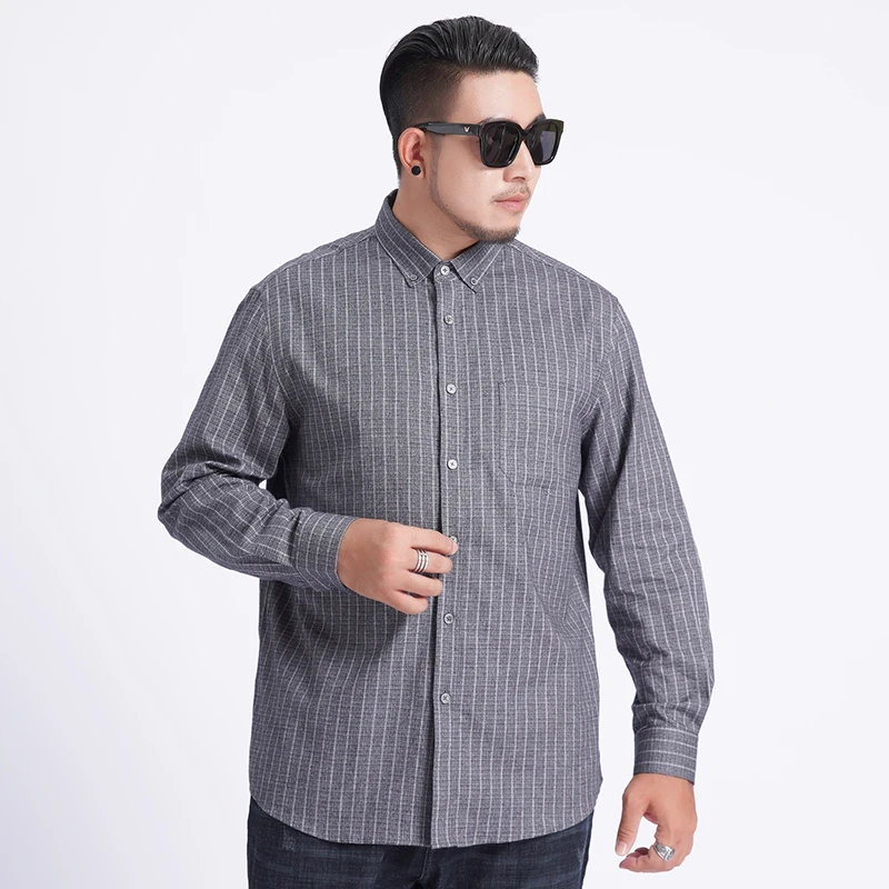 Cotton New Men Large Size Big Shirt Plus Size 5xl 6xl 7xl 8xl Winter Autumn Blue Long Sleeve Dress Shirt Business Classic