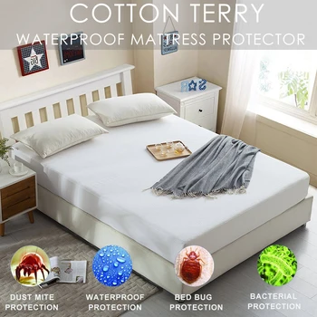 

LFH Twin/Full/Queen/King Terry Waterproof Matress Cover Fitted Sheet Mattress Pad Dust Mite Mattress Protector Sofa Bed Cover