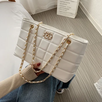 

PU Leather Shoulder Crossbody Bags for Women 2020 Designer High Quality Plaid Handbags Fashion Chain Design Simple Flap Bags
