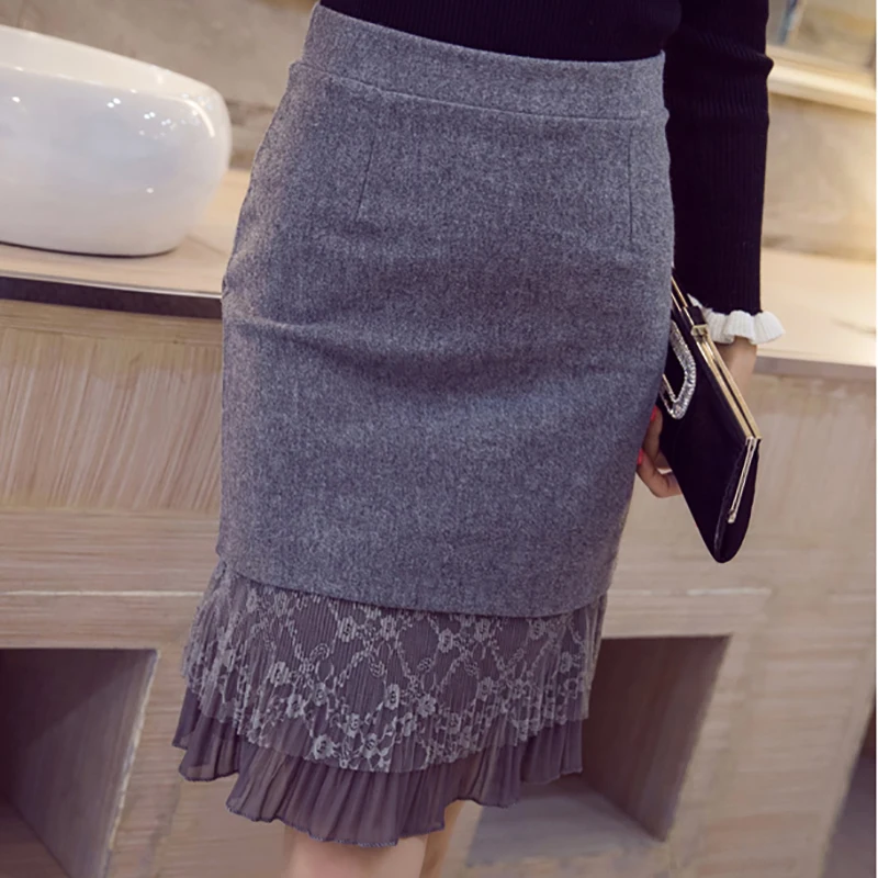 Faldas Mujer Moda женские юбки s Faldas юбка-карандаш Женская Черная кружевная юбка зима осень Jupe Femme Faldas Mujer Корейская одежда