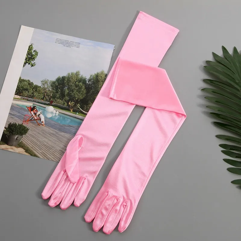 Pink Красочные длинные перчатки для выпускного вечера, Вечерние перчатки Guantes de Novia, розовые перчатки для свадебных аксессуаров, женские свадебные перчатки ST201 - Цвет: Pink