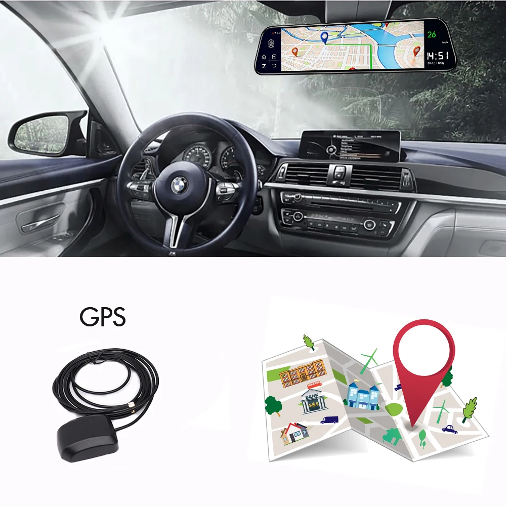 Автомобильный видеорегистратор 12 дюймов Android 8 1 4G Wi Fi GPS для автомобильного