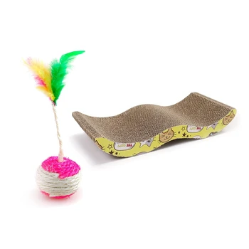 

1Pcs Pet Cat Kitten Toy Rolling Sisal Scratching Cat Toy Funny Feather Kitten Play Dolls & 1x Pet Cat Kitten Scratch Scratcher P