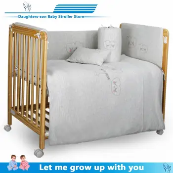 

Multifunctional Baby Crib Crude Wood Healthy Water-based Care Baby Good Sleep suitable for 0-36 month Universal Wheel FSC&EU