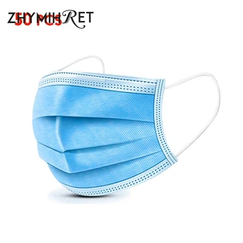 

ZHYMIHRET 50PCS High Quality Mask Earloop Face Mouth Masks Three-layer Protective Mask Anti-pollution Mask Anti-dust Mask