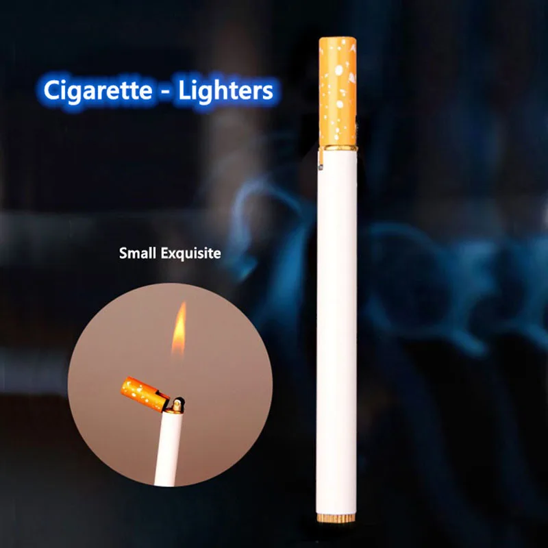 

Mini Cigarette Creative Lighter Grinding Wheel Open Flame Easily Put Cigarette Box Portable Butane Gas Lighter Gadgets For Men