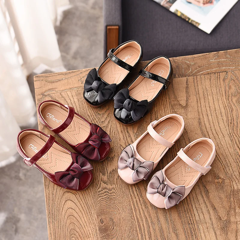 Spring Autumn Princess Children's Flat Shoes Bow Loafers Little Girl Soft Leather Shoes Toddler Ballet Shoes Zapatos Para Ninos