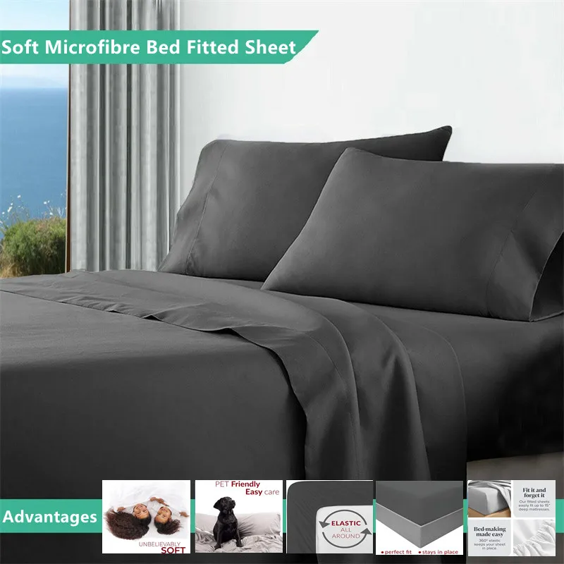 

Ультрамягкие простыни из микрофибры для матраса, устойчивые к пятнам, 14 дюймовые гладкие простыни с глубоким карманом