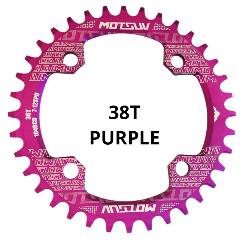 purple 38T Round MOTSUV круглая узкая широкая цепь MTB горный велосипед 104BCD 32T 34T 36T 38T шатун зубная пластина части 104 BCD - Цвет: purple 38T Round