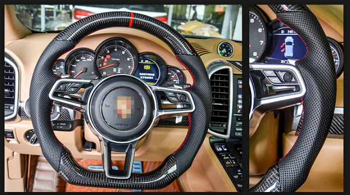 Высокое качество углеродного волокна руль Кожа Пробивной материал для Porsche Cayenne Macan Paramella Carman 718 911