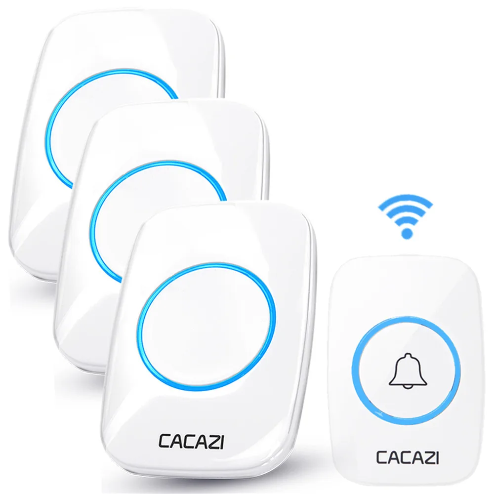 1 button 3 receiver CACAZI 60 Chime 110DB беспроводной дверной звонок Водонепроницаемый 300 м Пульт дистанционного управления EU AU UK US штекер домашний дверной звонок батарея 1 Кнопка 1 2 3 4 Приемник - Цвет: 1 button 3 receiver