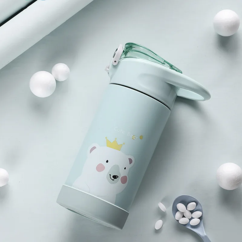 VILEAD 450 мл 316 крышка из нержавеющей стали вакуумная колба портативная соломенная термос чашка детская Милая мультяшная бутылка для воды для студентов