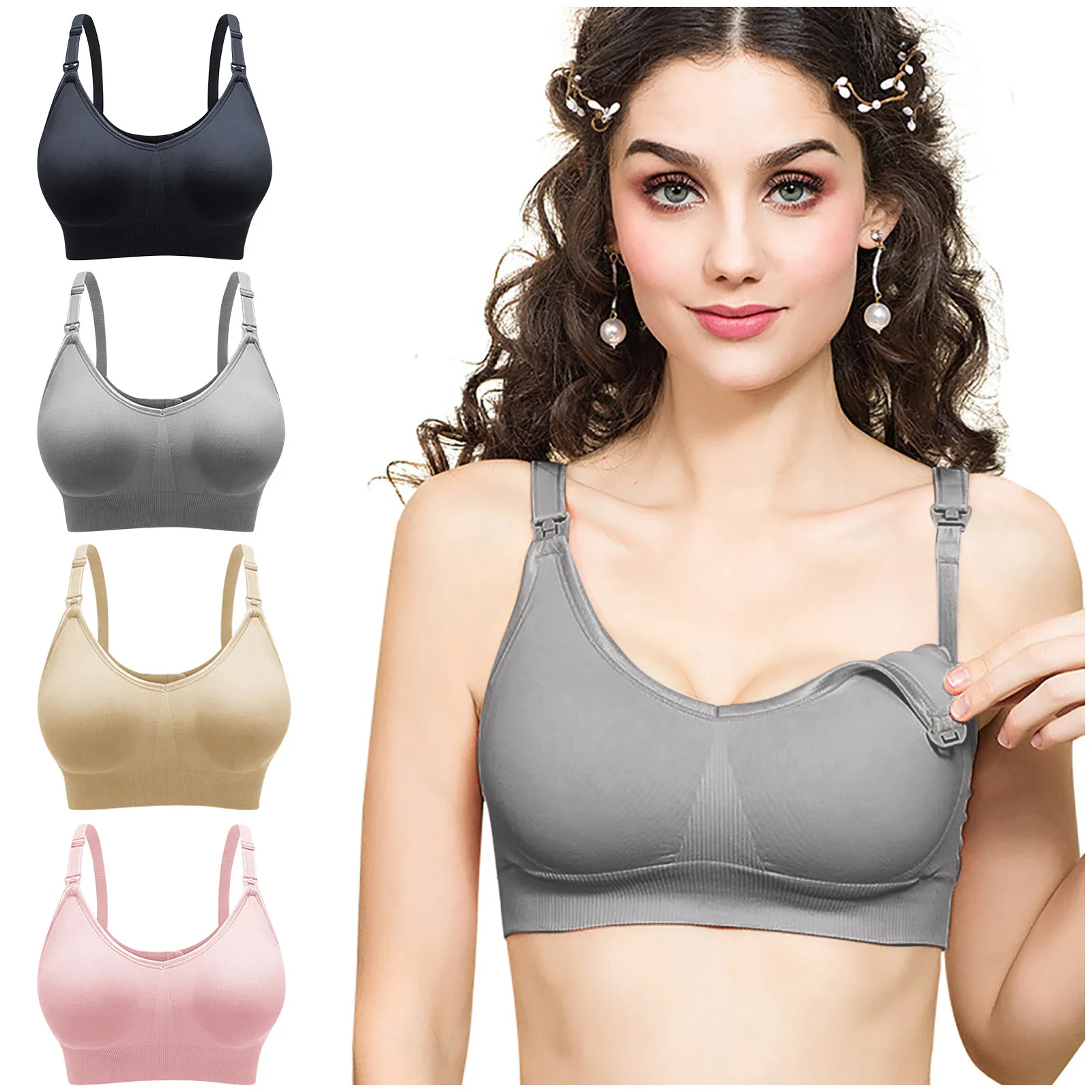 Sexy Sports Bra Women's Large Size U shaped Breast feeding Bra Without