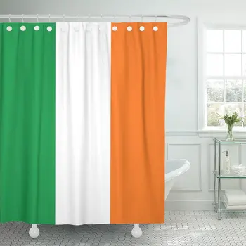 

Irish Ireland Flag Color Country Emblem Europe European Shower Curtain Waterproof Polyester Fabric 72 x 72 Inches Set with Hooks