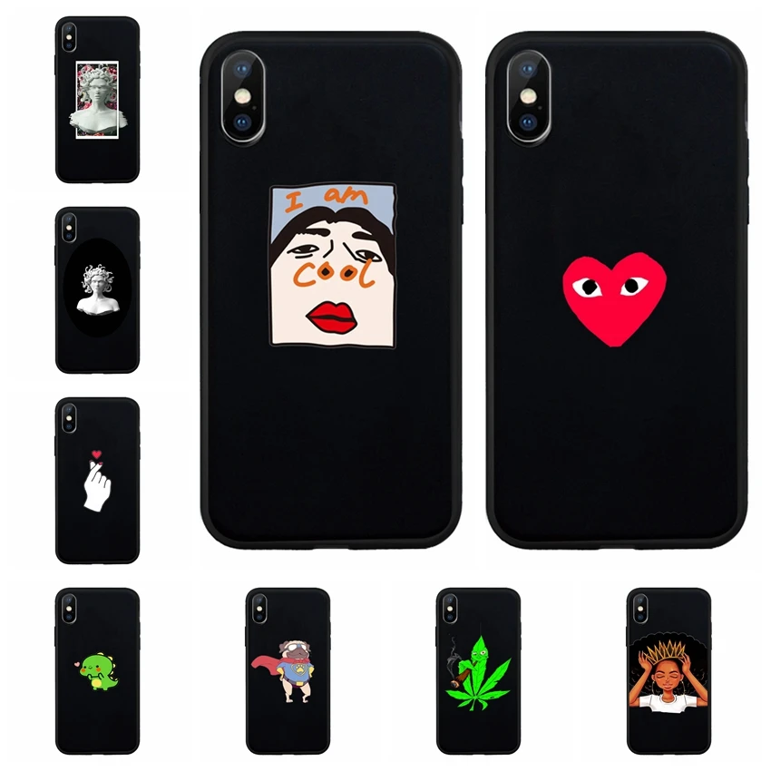 

for iphone 11 11Pro 6Plus 7 8plus Case Phone Cover Soft Soft Cartoon Printing Black Soft Case For iphone X XR MAX Case A623
