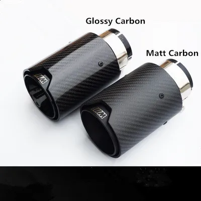 

One Piece Glossy Matt Carbon + Black Stainless Steel M Performance Exhaust Muffler Tips For Bmw Unversal Carbon Nozzles Tails