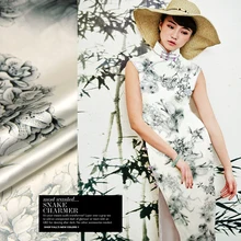 118 см набивная китайская шелковая ткань 19 мм мягкий шелк стрейч атласная ткань Атлас спандекс натуральный шелк ткань оптом ткань