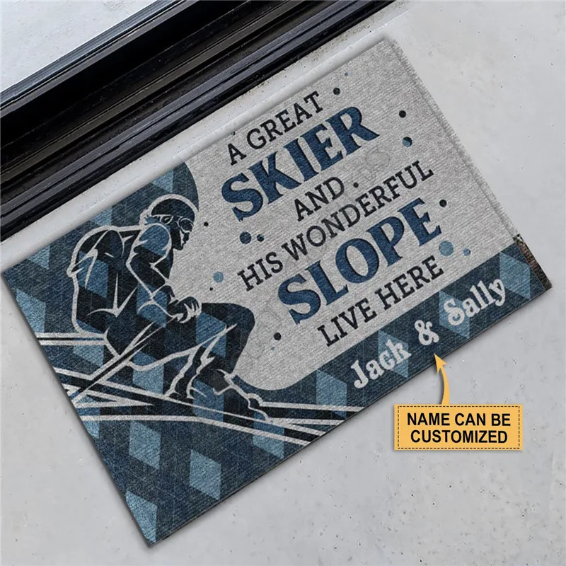 

Personalized A Great Skiier And Wonderful Slope Live Here Doormat Non Slip Door Floor Mats Decor Porch Doormat