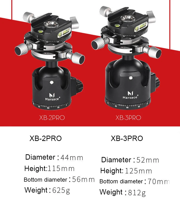 Marsace XB-3PRO XB-2PRO шаровой головкой шестерни сферические для камеры штатив 44 мм 52 диаметр как RRS