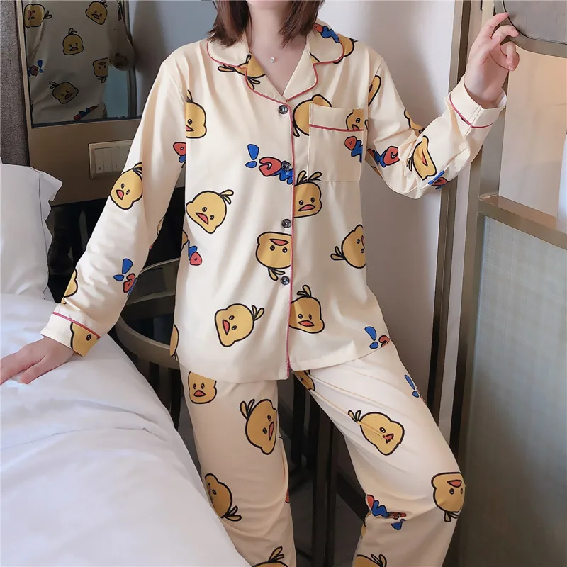 

Autumn & Winter Hot Selling Fold-down Collar Women's Qmilch Double-Sided Yellow Little Duck Set